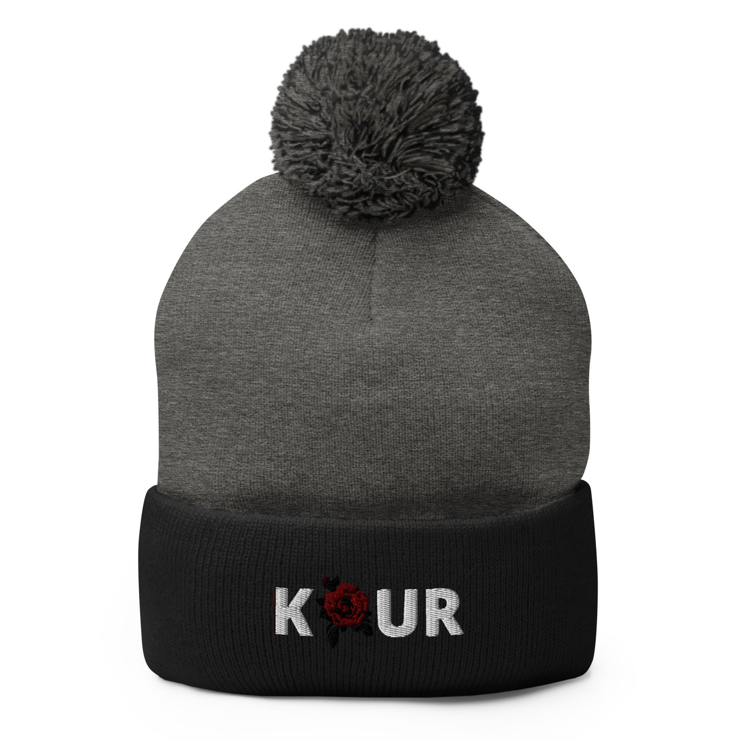 KAUR Pom-Pom Beanie (White Writing)