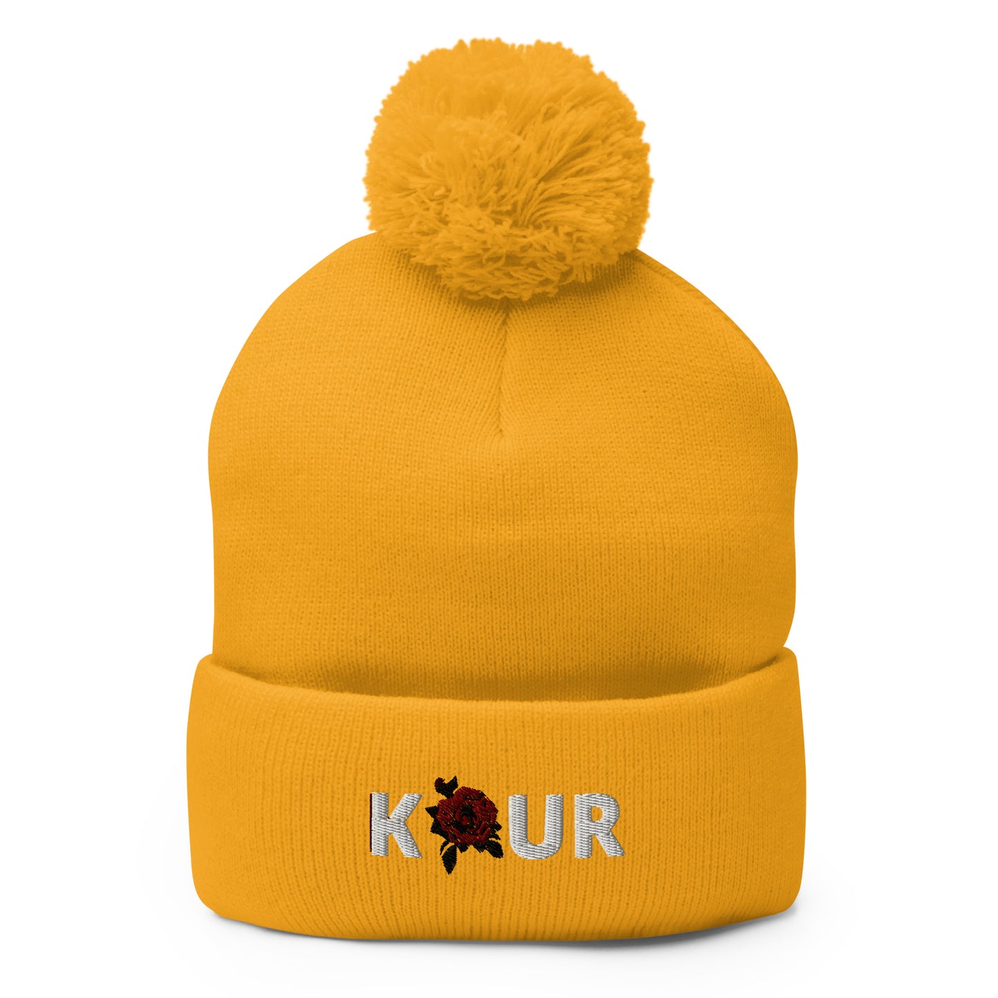 KAUR Pom-Pom Beanie (White Writing)