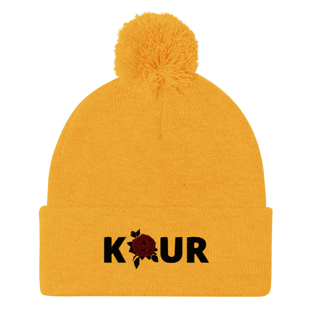 Kaur Pom-Pom Beanie (Dark Writing)