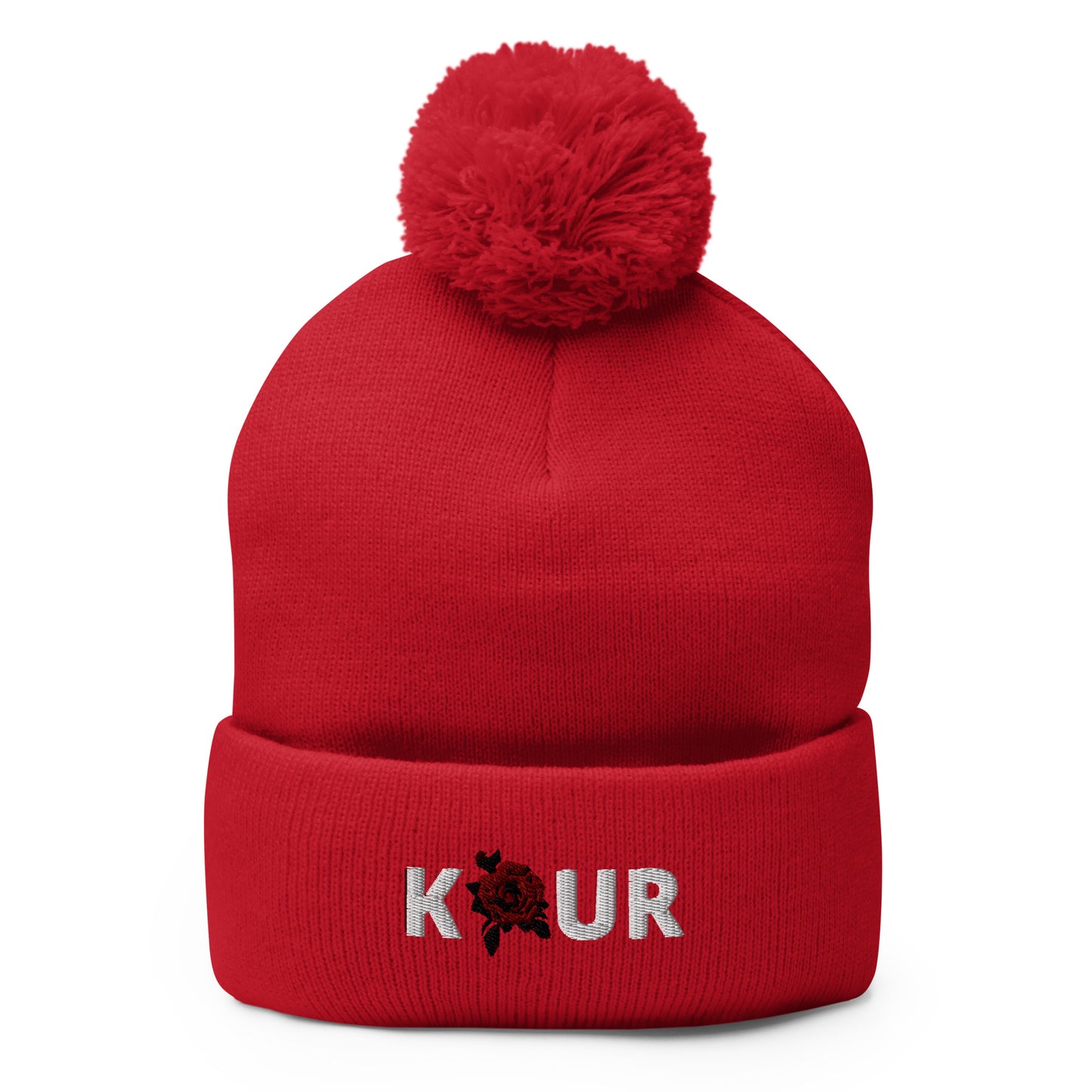 KAUR Pom-Pom Beanie (White Writing)