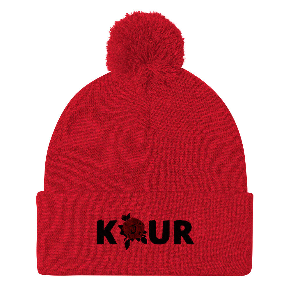 Kaur Pom-Pom Beanie (Dark Writing)